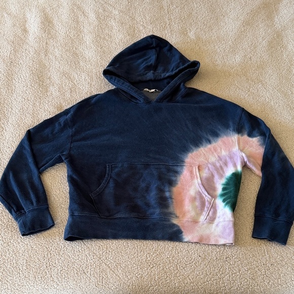 Wildfox Tops - Wildfox Dark Blue Hoodie with Pink and Green Tie-Dye Small